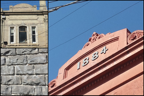Clockwise: Brunswick St between Kerr and Argyle St - same again - wall in lane off Argyle St